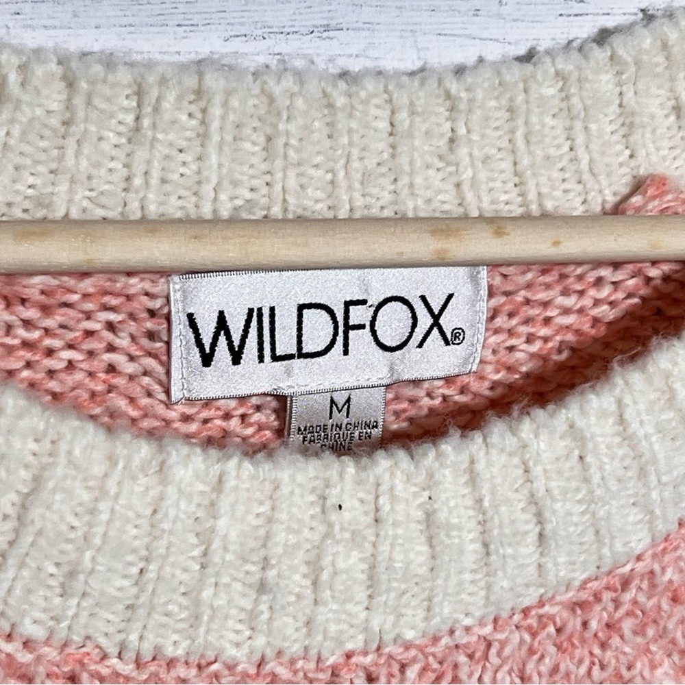 Wildfox Girl Power Pink Knit Sweater Distressed Graphic Pullover Medium - Picture 7 of 9
